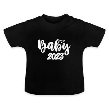 Bébé 2023 Grossesse Annonce Naissance bébé - T-shirt bio col rond Bébé - noir - Devant