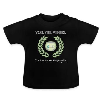 Veni. Vidi. Windel - Baby Bio-T-Shirt mit Rundhals - Schwarz - Vorne