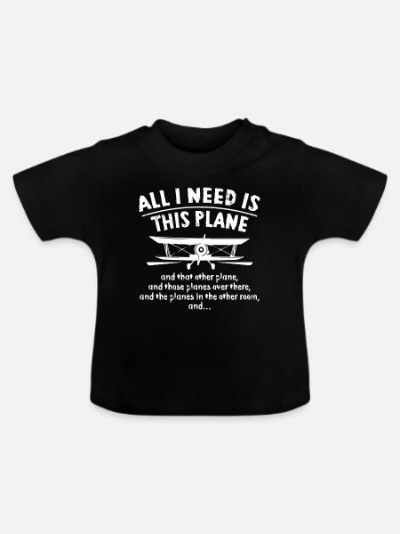 Airplane - Baby Bio-T-Shirt mit Rundhals - Schwarz