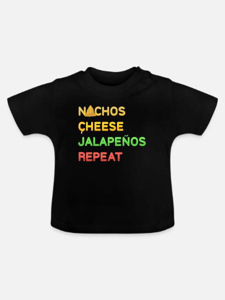 NACHOS Cheese Jalapenos repeat Design - Baby Bio-T-Shirt mit Rundhals - Schwarz
