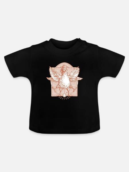 Der Hahn Vitruve3 - Baby Bio-T-Shirt mit Rundhals - Schwarz