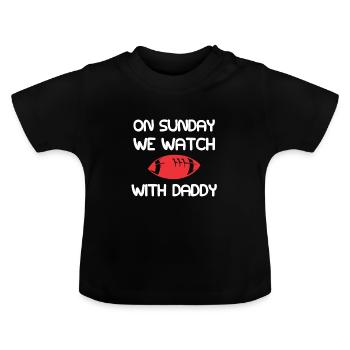 Le dimanche, nous regardons le football avec papa - Body bébé - T-shirt bio col rond Bébé - noir - Devant
