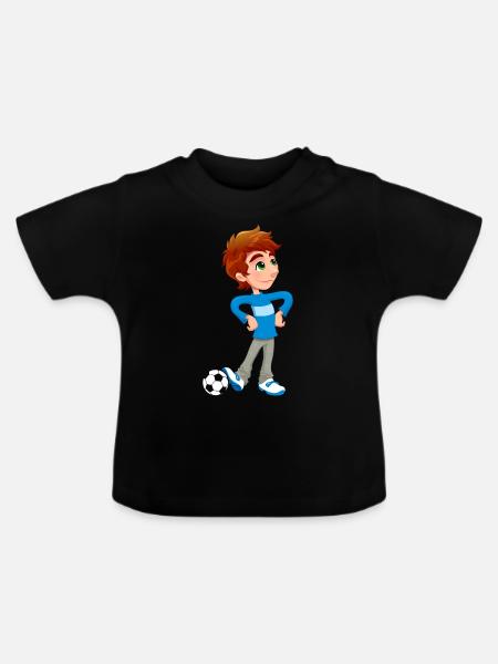 Boy Soccer Player - Baby Bio-T-Shirt mit Rundhals - Schwarz