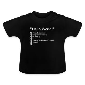 Hello Welt Programm - Programmierer T-Shirt - Baby Bio-T-Shirt mit Rundhals - Schwarz - Vorne