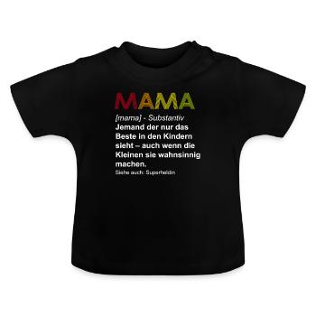 Muttertag Geschenk Mutter Mama T-Shirt - Baby Bio-T-Shirt mit Rundhals - Schwarz - Vorne