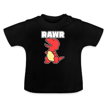 Dinosaurier Dino Rawr Geschenk vintage Tier rot - Baby Bio-T-Shirt mit Rundhals - Schwarz - Vorne
