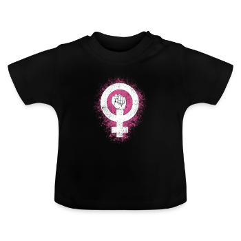 FEMINIST / FEMINIST / GESCHENK - Baby Bio-T-Shirt mit Rundhals - Schwarz - Vorne