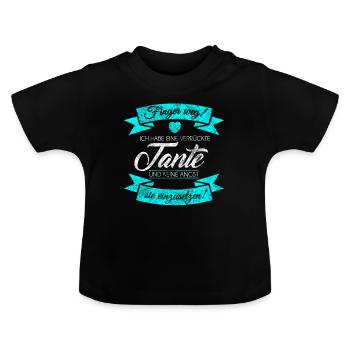 verrückte Tante Geschenk Baby Strample Body - Baby Bio-T-Shirt mit Rundhals - Schwarz - Vorne