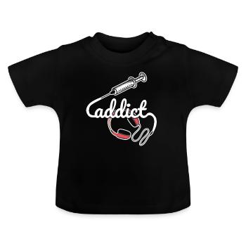 Musik Sucht verrückt nach Kopfhörer Geschenkidee - Baby Bio-T-Shirt mit Rundhals - Schwarz - Vorne