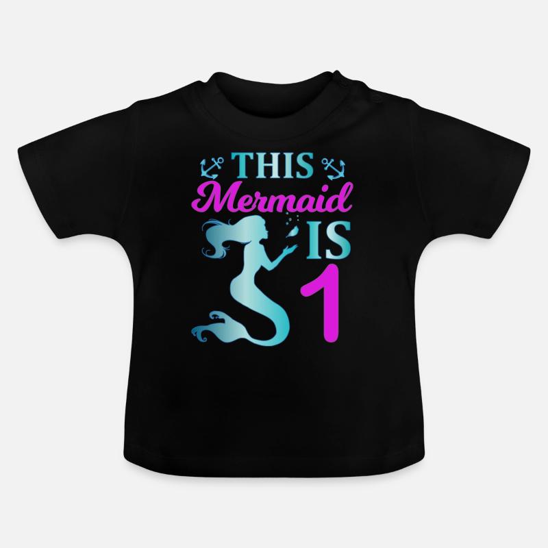 Cette sirène est un - T-shirt bio col rond Bébé - noir