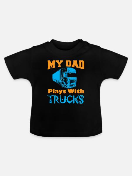 Kinder Geschenkidee LKW - Baby Bio-T-Shirt mit Rundhals - Schwarz