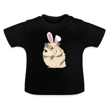 Hamster With Easter Bunny Ears Funny Pascha - Baby Organic T-Shirt with Round Neck - black - Front