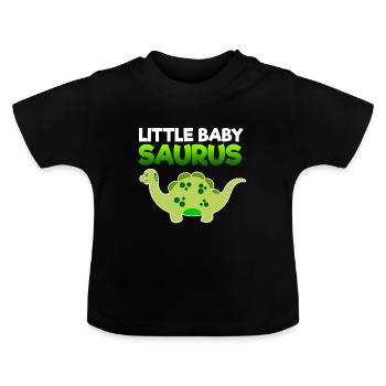 Green Little Baby Saurus - Baby Bio-T-Shirt mit Rundhals - Schwarz - Vorne