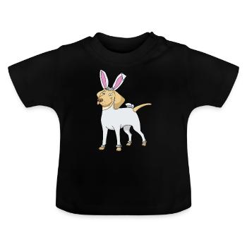Labrador Golden Retriever as easter bunny easter - Baby Organic T-Shirt with Round Neck - black - Front