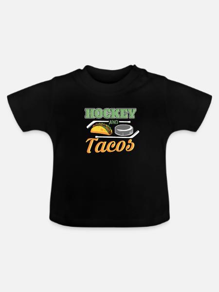 Eishockey und Tacos - Baby Bio-T-Shirt mit Rundhals - Schwarz