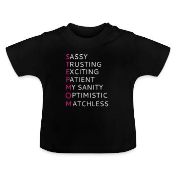 Netter Schritt Mama Design - Baby Bio-T-Shirt mit Rundhals - Schwarz - Vorne