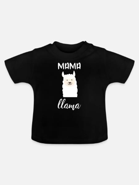 Mama Llama - Baby Bio-T-Shirt mit Rundhals - Schwarz