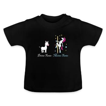 Einhorn Esel Deine Tante Meine Tante Geschenk EN - Baby Bio-T-Shirt mit Rundhals - Schwarz - Vorne