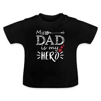 Mon père est mon héros cadeau fête des pères papa père - T-shirt bio col rond Bébé - noir - Devant
