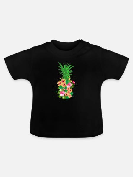 Ananas - Baby Bio-T-Shirt mit Rundhals - Schwarz