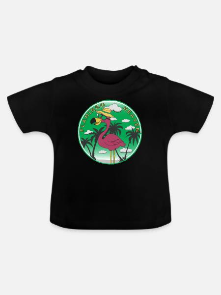 Flamingo Heaven - Baby Bio-T-Shirt mit Rundhals - Schwarz