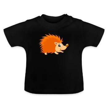 Igel - Baby Bio-T-Shirt mit Rundhals - Schwarz - Vorne