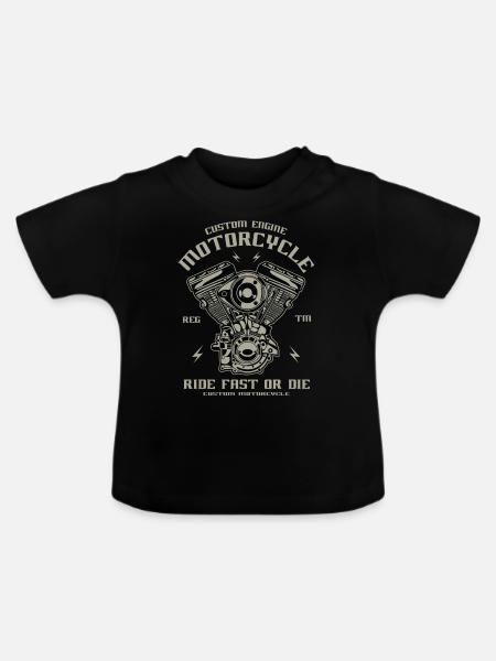Custom Engine - Baby Bio-T-Shirt mit Rundhals - Schwarz