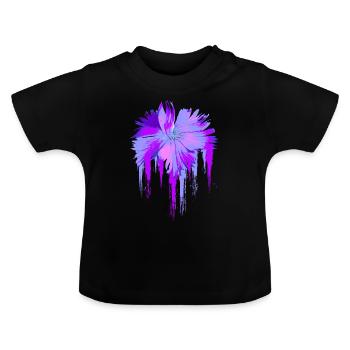 Fleur pourpre - T-shirt bio col rond Bébé - noir - Devant