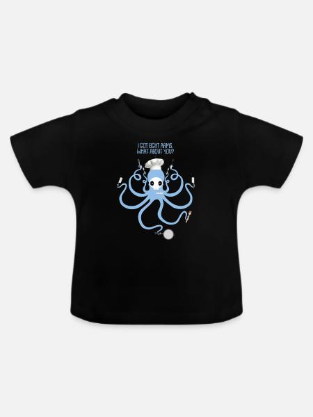 Blekksprutgave som sier kokk kokkegaffel - Økologisk baby-T-skjorte med rund hals - svart