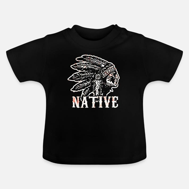 Native American Native History États-Unis - T-shirt bio col rond Bébé - noir