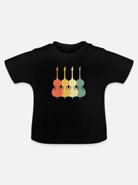 Kontrabass 70s Retro Look - Baby Bio-T-Shirt mit Rundhals - Schwarz