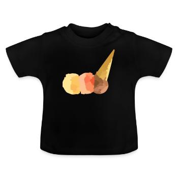 Sommer Eis - 3 Kugeln Vanille Erdbeer & Schoko - Baby Bio-T-Shirt mit Rundhals - Schwarz - Vorne
