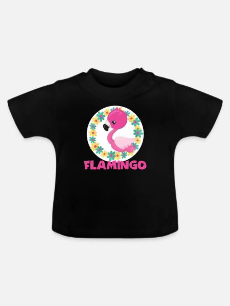 Flamingo - Baby Bio-T-Shirt mit Rundhals - Schwarz