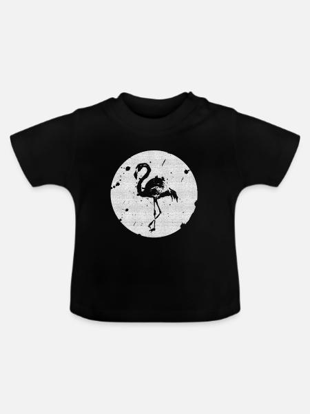 Flamingo schwarz-weiß - Baby Bio-T-Shirt mit Rundhals - Schwarz