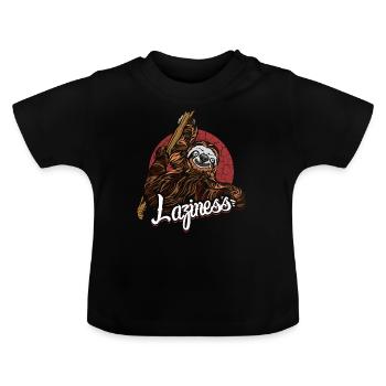 Faultier Faultiere Faulheit Geschenk Idee - Baby Bio-T-Shirt mit Rundhals - Schwarz - Vorne