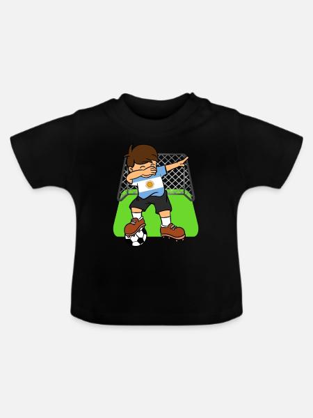 Argentina Soccer Ball Dabbing Kid Argentines - Baby Organic T-Shirt with Round Neck - black