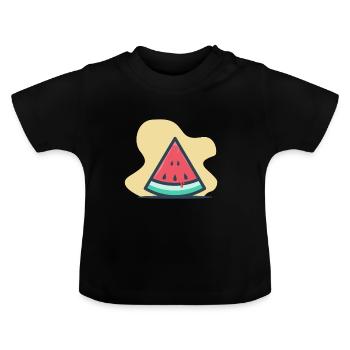 Endlich wieder Sommer - Wassermelone - Geschenk - Baby Bio-T-Shirt mit Rundhals - Schwarz - Vorne
