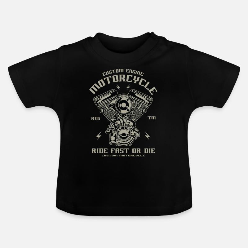 Motorcycle engine conversion Chopper Custom Engine - Baby Organic T-Shirt with Round Neck - black