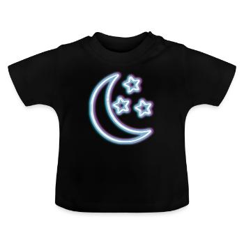 T-shirt néon Glow Moon Effet lumineux demi-lune - T-shirt bio col rond Bébé - noir - Devant