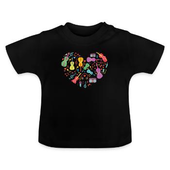 Music Violin Classical Gift Violin Musical Notes - Baby Organic T-Shirt with Round Neck - black - Front