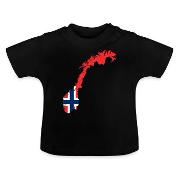 Flagge Norwegen - Baby Bio-T-Shirt mit Rundhals - Schwarz - Vorne
