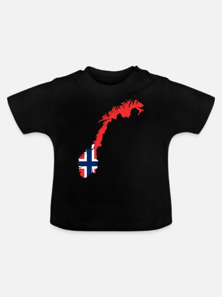 Flagge Norwegen - Baby Bio-T-Shirt mit Rundhals - Schwarz