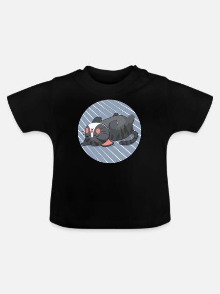 Schlafende Katze - Baby Bio-T-Shirt mit Rundhals - Schwarz