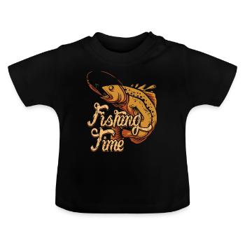 Pêche Pêche Pêche pêche pêche cadeau pêche - T-shirt bio col rond Bébé - noir - Devant