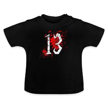 Freitag 13. Juli 2018 Pech gehabt - Baby Bio-T-Shirt mit Rundhals - Schwarz - Vorne