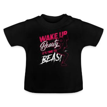 Sportlerin Kraftsport Bodybuilder Biest trainieren - Baby Bio-T-Shirt mit Rundhals - Schwarz - Vorne