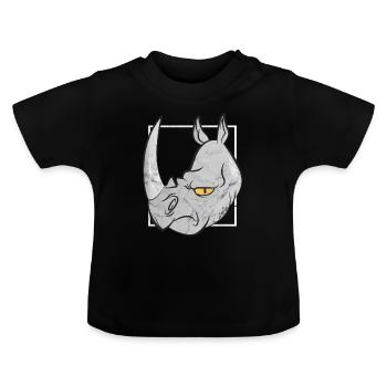 Comic Rhino Zoo Sohn Tochter Geschenk Nashorn - Baby Bio-T-Shirt mit Rundhals - Schwarz - Vorne