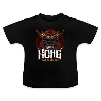Samurai Kong Gorilla - Baby Bio-T-Shirt mit Rundhals - Schwarz - Vorne