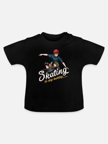 Skating - Baby Bio-T-Shirt mit Rundhals - Schwarz
