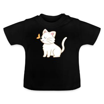 Chat - chats T-shirt - chats - papillon - T-shirt bio col rond Bébé - noir - Devant